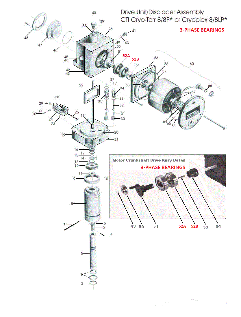 Cryopump Repair Kit, CT-8/8F PN:100151-3