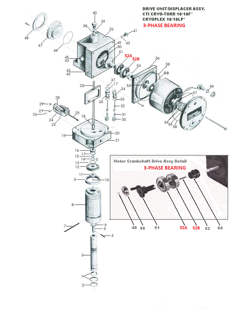 Cryopump Repair Kit CT-10/10F, 1020 PN:100152-3